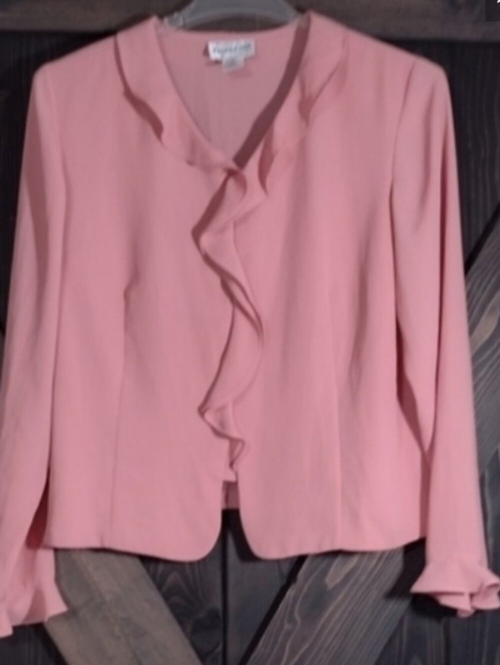Pendleton Vintage Dusty Pink Ruffled Front Blouse Cottage Core Career Wear 14